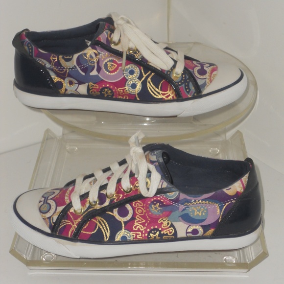 COACH SIGNATURE PRINT MULTI-COLOR SHOES AND PURSE - Picture 4 of 8